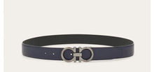 Load image into Gallery viewer, Reversible and adjustable Gancini belt in Midnight blue/Black(Pre-order)