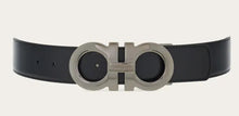 Load image into Gallery viewer, Reversible and Adjustable Gancini Belt Nero/Blue