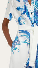 Load image into Gallery viewer, Feather show print asymmetric midi dress