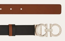 Load image into Gallery viewer, Reversible and adjustable belt with hammered Gancini