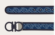 Load image into Gallery viewer, Reversible and Adjustable Gancini Belt Midnight Demin