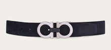 Load image into Gallery viewer, Reversible and Adjustable Gancini Belt Navy Nubuk