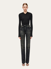 Load image into Gallery viewer, Five Pocket Flared Trouser in Black