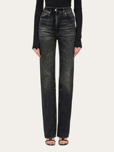 Load image into Gallery viewer, Five Pocket Flared Trouser in Black