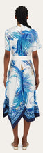 Load image into Gallery viewer, Feather show print asymmetric midi dress
