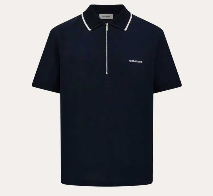 Cotton polo shirt with zip closure