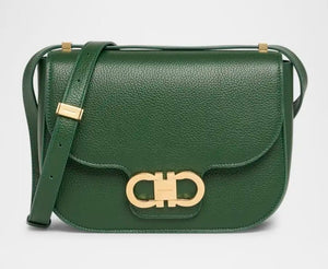Double Gancini crossbody bag in forest green