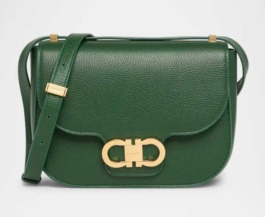 Double Gancini crossbody bag in forest green