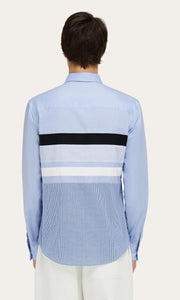 Stripped patched LS shirt