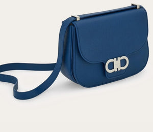 Double Gancini crossbody bag in teal