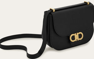 Double Gancini crossbody bag in black