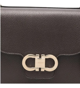 Double Gancini crossbody bag in brown