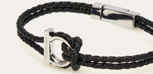 Load image into Gallery viewer, Woven Leather bracelet in black - size 19
