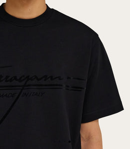 Crew neck T-shirt with printed signature