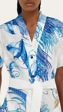 Load image into Gallery viewer, Feather show print asymmetric midi dress
