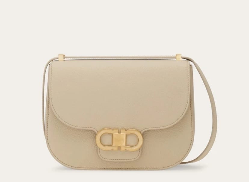 Double Gancini crossbody bag in stone