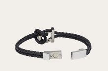 Load image into Gallery viewer, Woven Leather bracelet in black - size 19
