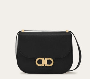 Double Gancini crossbody bag in black