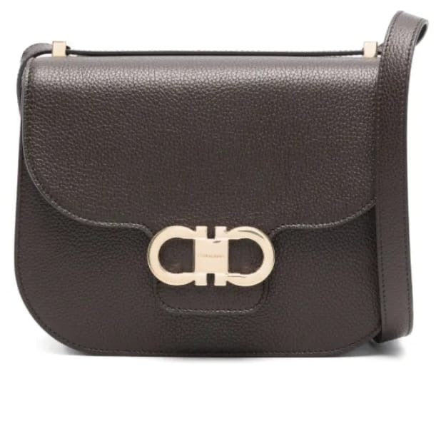 Double Gancini crossbody bag in brown