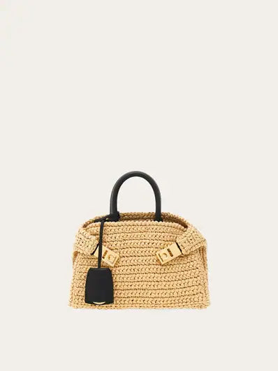Hug Raffia in Natural/Black (XS)