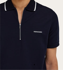 Cotton polo shirt with zip closure