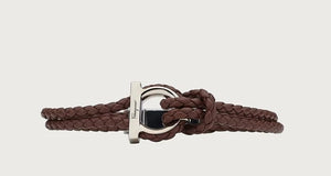 Woven Leather bracelet in brown- size 19