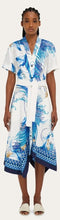 Load image into Gallery viewer, Feather show print asymmetric midi dress
