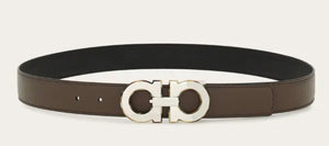 Reversible and Adjustable Gancini Belt Concrete Nero