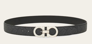Reversible and Adjustable Gancini Belt Grigio