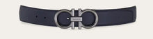 Load image into Gallery viewer, Reversible and adjustable Gancini belt in Midnight blue/Black(Pre-order)
