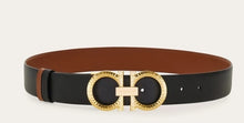 Load image into Gallery viewer, Reversible and adjustable belt with hammered Gancini
