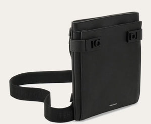 Twins/North-South crossbody bag with Gancini buckles