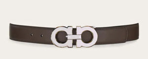 Reversible and Adjustable Gancini Belt Concrete Nero