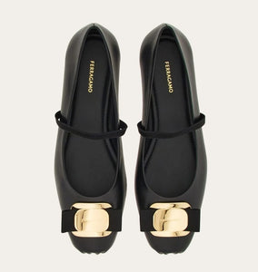 Zina (New Vara plate ballet flat in Black)
