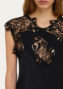 Silk dress with lace detail