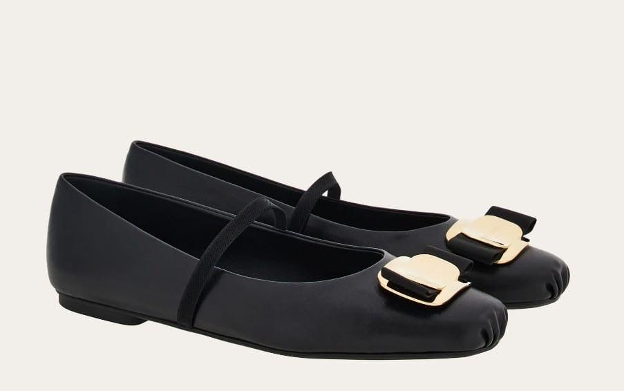 Zina (New Vara plate ballet flat in Black)