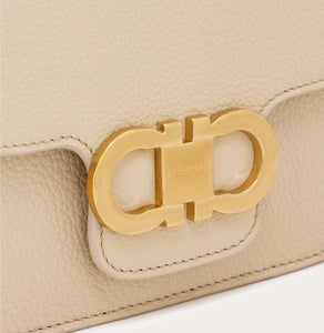 Double Gancini crossbody bag in stone