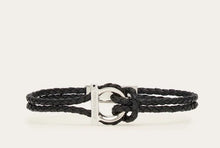 Load image into Gallery viewer, Woven Leather bracelet in black - size 19

