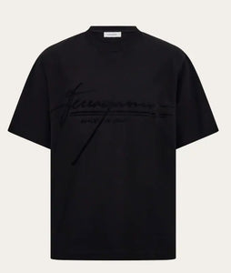 Crew neck T-shirt with printed signature