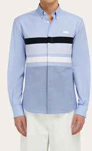 Stripped patched LS shirt