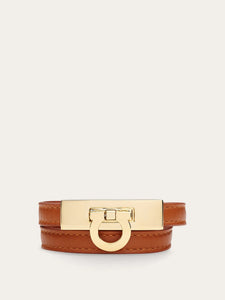 Gancini Double Twist Bracelet in Cognac (S/M)
