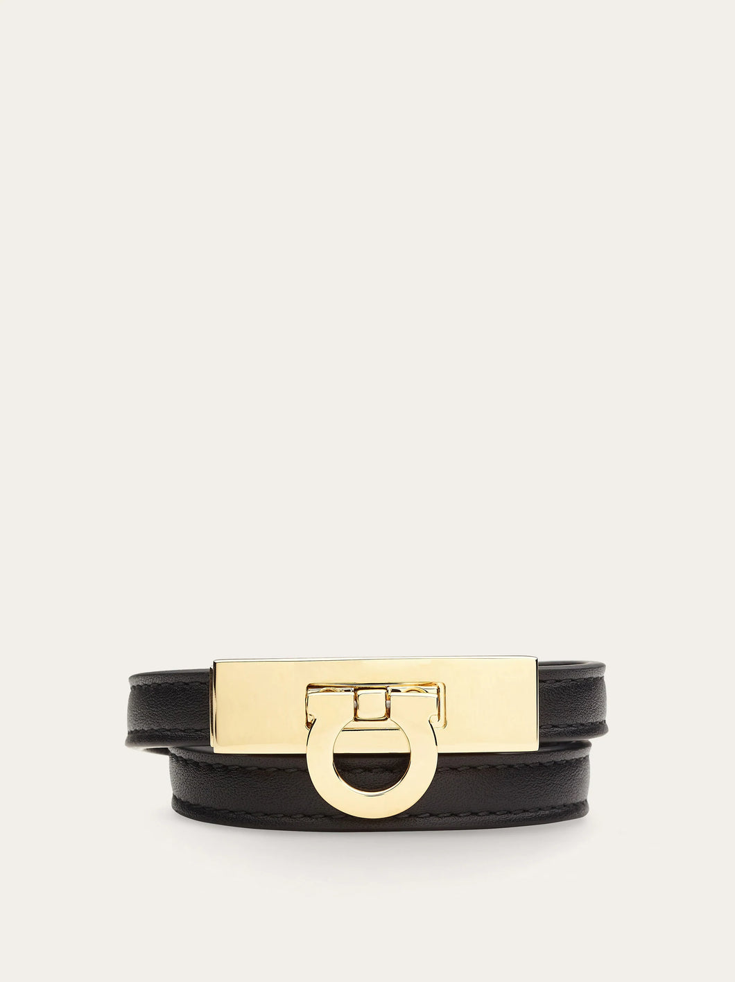 Gancini Double Twist Bracelet in Black (M/L)
