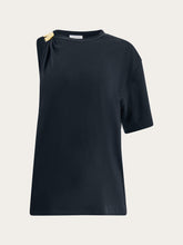 Load image into Gallery viewer, Crew Neck T-shirt with Golden Clip in Black
