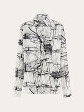 Load image into Gallery viewer, Veliero Print Silk Shirt in White/Black
