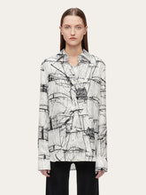 Load image into Gallery viewer, Veliero Print Silk Shirt in White/Black
