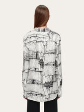 Load image into Gallery viewer, Veliero Print Silk Shirt in White/Black
