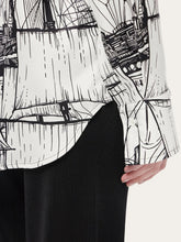 Load image into Gallery viewer, Veliero Print Silk Shirt in White/Black
