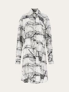 Veliero Print Shirt Dress in White/Black