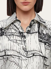 Load image into Gallery viewer, Veliero Print Shirt Dress in White/Black
