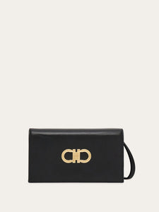 Double Gancini Mini Bag in Black/Flame Red